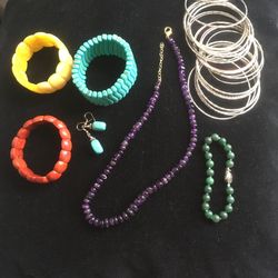 Jewelry turquoise, Amber, jade, purple selenite