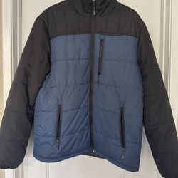 ZeroXposur Men’s Medium Puffer Jacket – Navy & Black Winter Coat