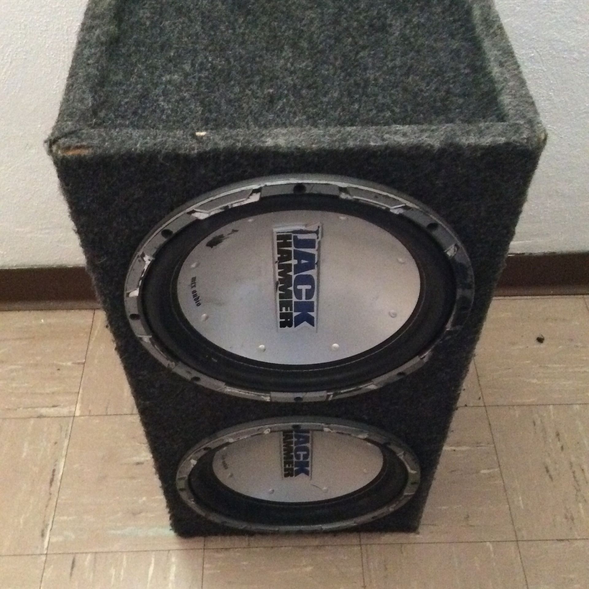 Jack Hammer 12” Subwoofers In Solid Box - One Speaker Is Blown - Other Works Good!