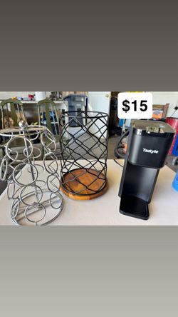 Coffee Pod Holder, Wire Basket Set w/ coffee maker