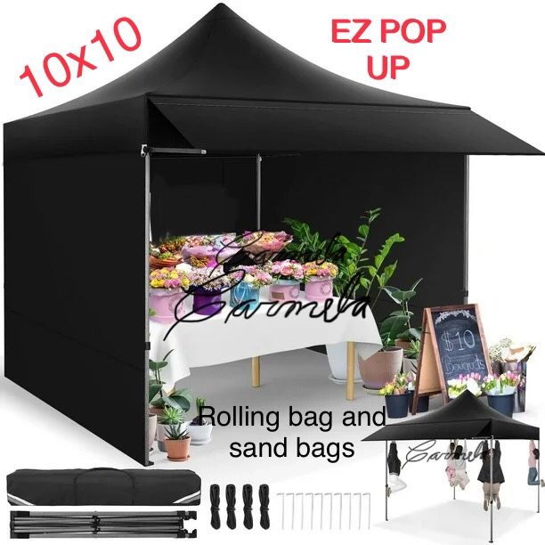10x10 Pop Up Canopy Heavy Duty Party Tent with Removable Awning and Sidewalls,Easy Up Outdoor Wedding Commercial Canopy,Gazebo All Season Windproof&Wa
