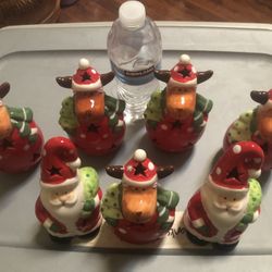 Santa/reindeer Ceramic Decor $1 Nutcrackers $3 Set Of 3 Tea Light Holder $3 Each Pumpkin Butter Dis