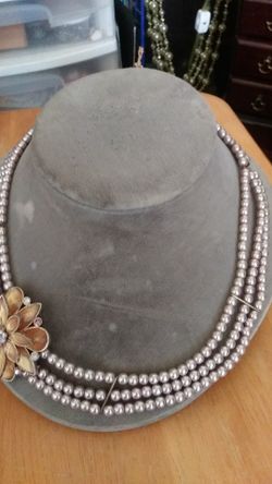 Lavendar Faux Pearl Necklace