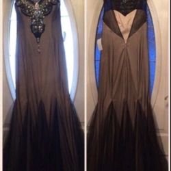 Long black shear tan dress