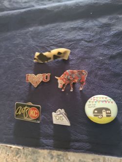 Lot of 6 Novelty Pins and Buttons