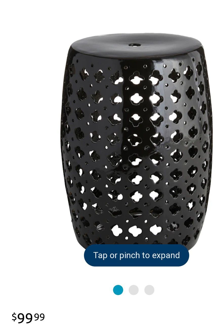 Black Cut Out Ceramic Plant Stand, 17"