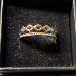 925 Silver CZ Crown Ring (SIZE 7) 