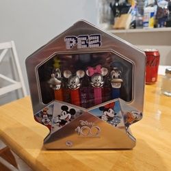 PEZ Disney 100 Silver Anniversary Edition Gift Tin Mickey Minney Goofy Donald