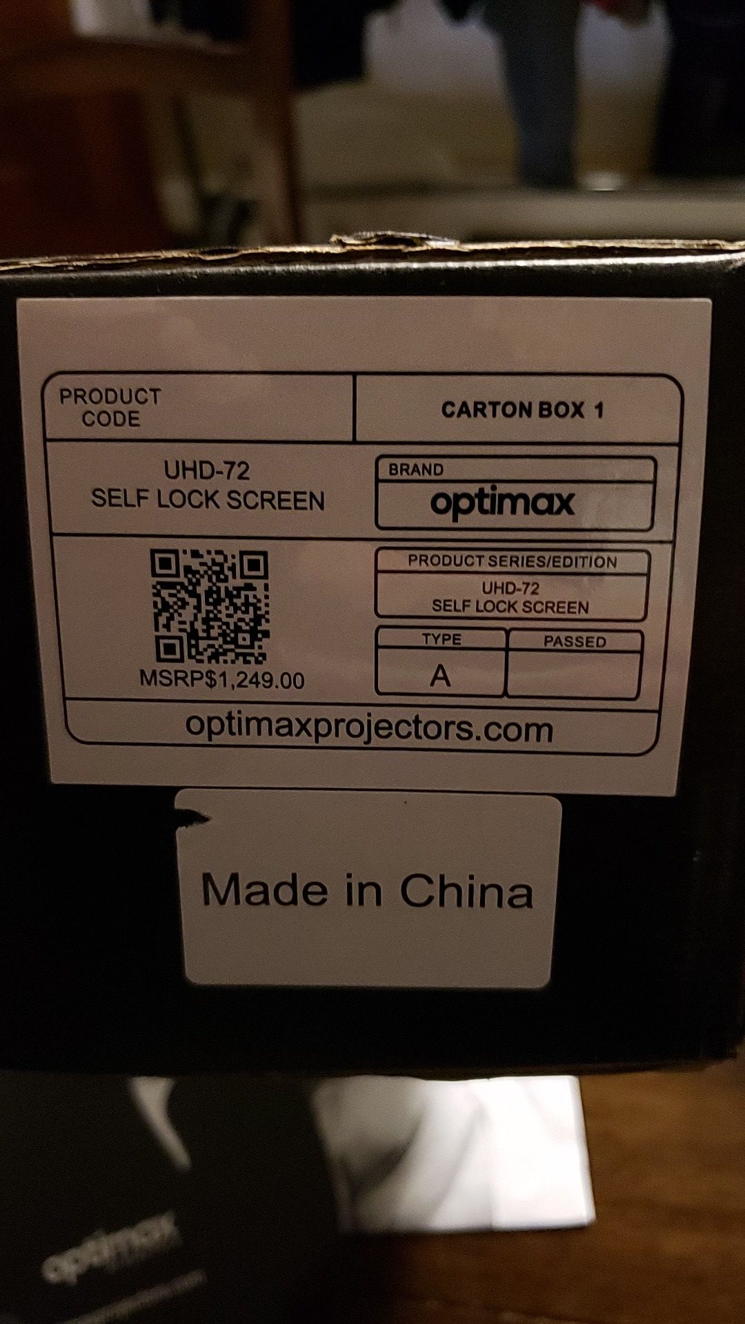 optimax uhd 72 projector screen