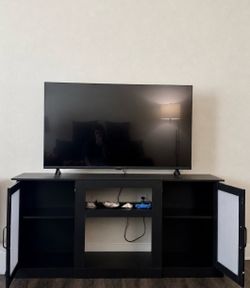 [Irvine] Moving Sale - WLIVE 58" Farmhouse TV Stand with Storage Cabinets (Black)