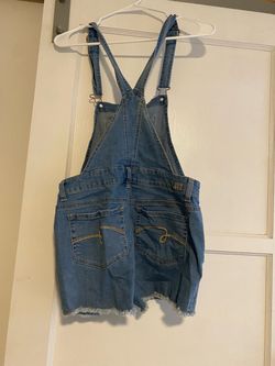 Justice Denim Overall Shorts with Raw Hem