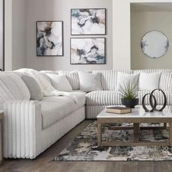White Corduroy Sectional/Couch