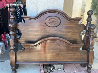 Wood Poster Bed Headboard and Footboard
