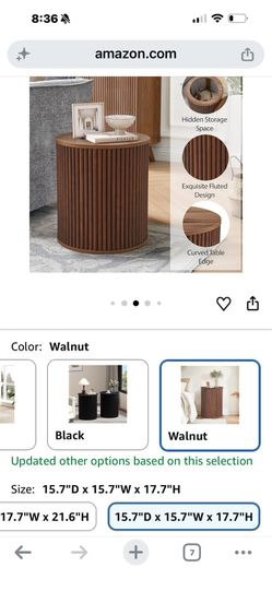 Rustyer Round Fluted Side Table with Storage