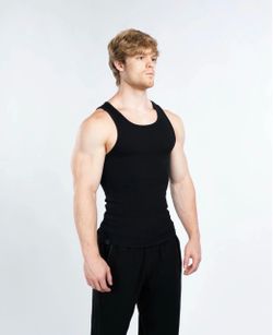 Ekkovision Beater Tank Cotton/Spandex Blend Black Tanks Top Size Large