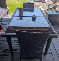 Black wicker table and chair set
