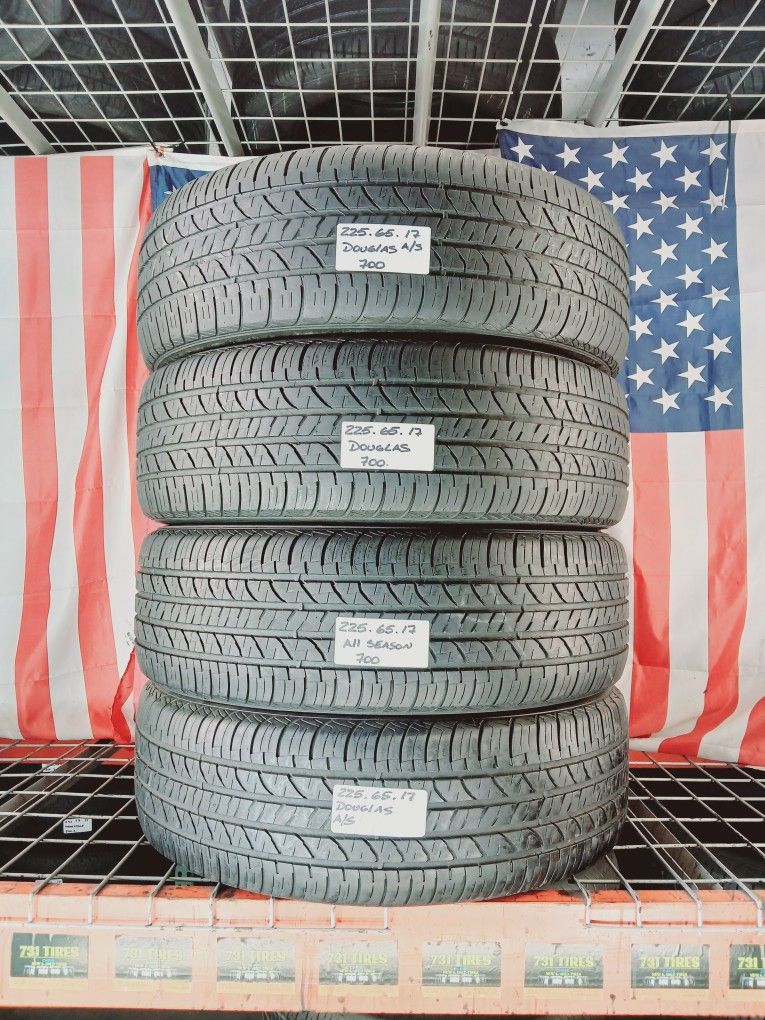 ⭐️ P225/65R17 DOUGLAS ALL SEASON 225/65R17 USED TIRES TOURING SMALL SUV MINIVAN TIRES 225 65 17 LEASE RETURN TYRES GOMAS CAUCHOS NEUMATICOS LLANTAS