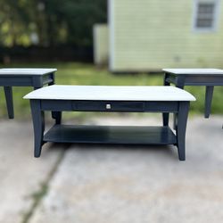 🔥 3pc Coffee & Side Table Set – Modern Two-Tone – $355