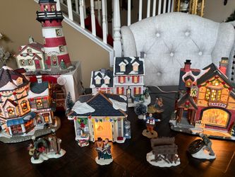 Christmas Village Collection Lighted Buildings & Figurines
