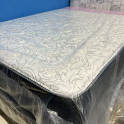 New Queen Mattress And Box Spring. 2 Pc Bed Frame Is Not Included 