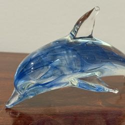 Glass Dolphin Sculpture Paperweight
