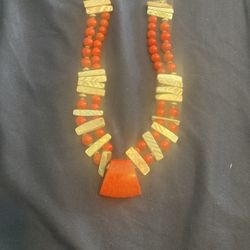 Red Coral Necklace , 17 1/2 Inches Long 