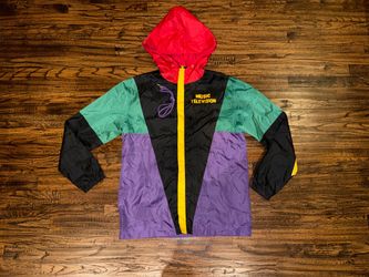 MTV Retro-Themed Colorblock Lightweight Hooded Windbreaker Jacket Size Medium