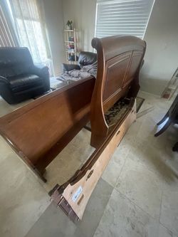 Queen Sleigh Bed Frame-Solid Wood Look- $200
