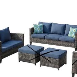 New in box Xizzi 2-Piece Wicker Outdoor Patio Conversation Seating Set three seat sofa and Loveseat