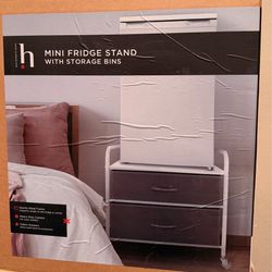 Mini Fridge Stand w Storage Bins