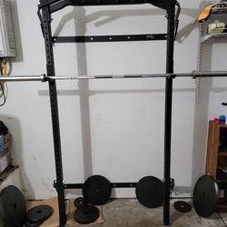 PRX low Profile Bench And Squat Rack + Olypic Weight Set And Bar 