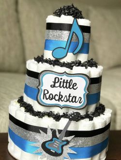 Little Rockstar diaper cake great for baby showers