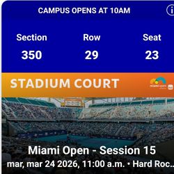 2 miami open tickets day section