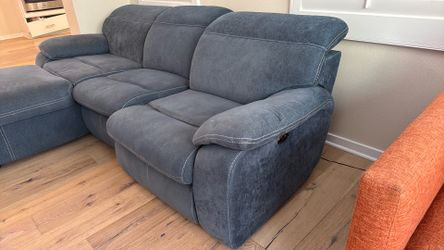 Denim Power Recliner two seater and Chase couch from Jerome’s furniture