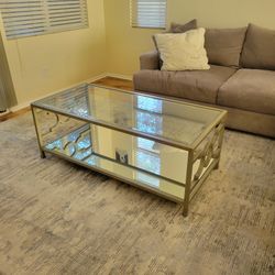 Set of 2 Candace Olsen Antique gold glass coffee table set
