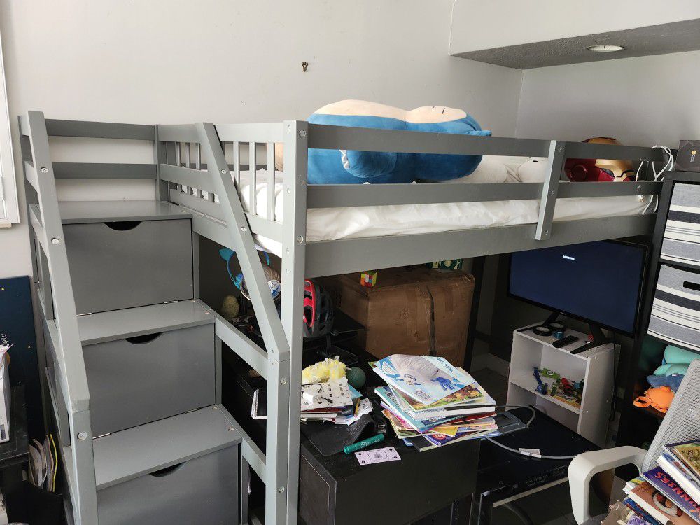 Twin Loft Bed With Mattress And Sheets