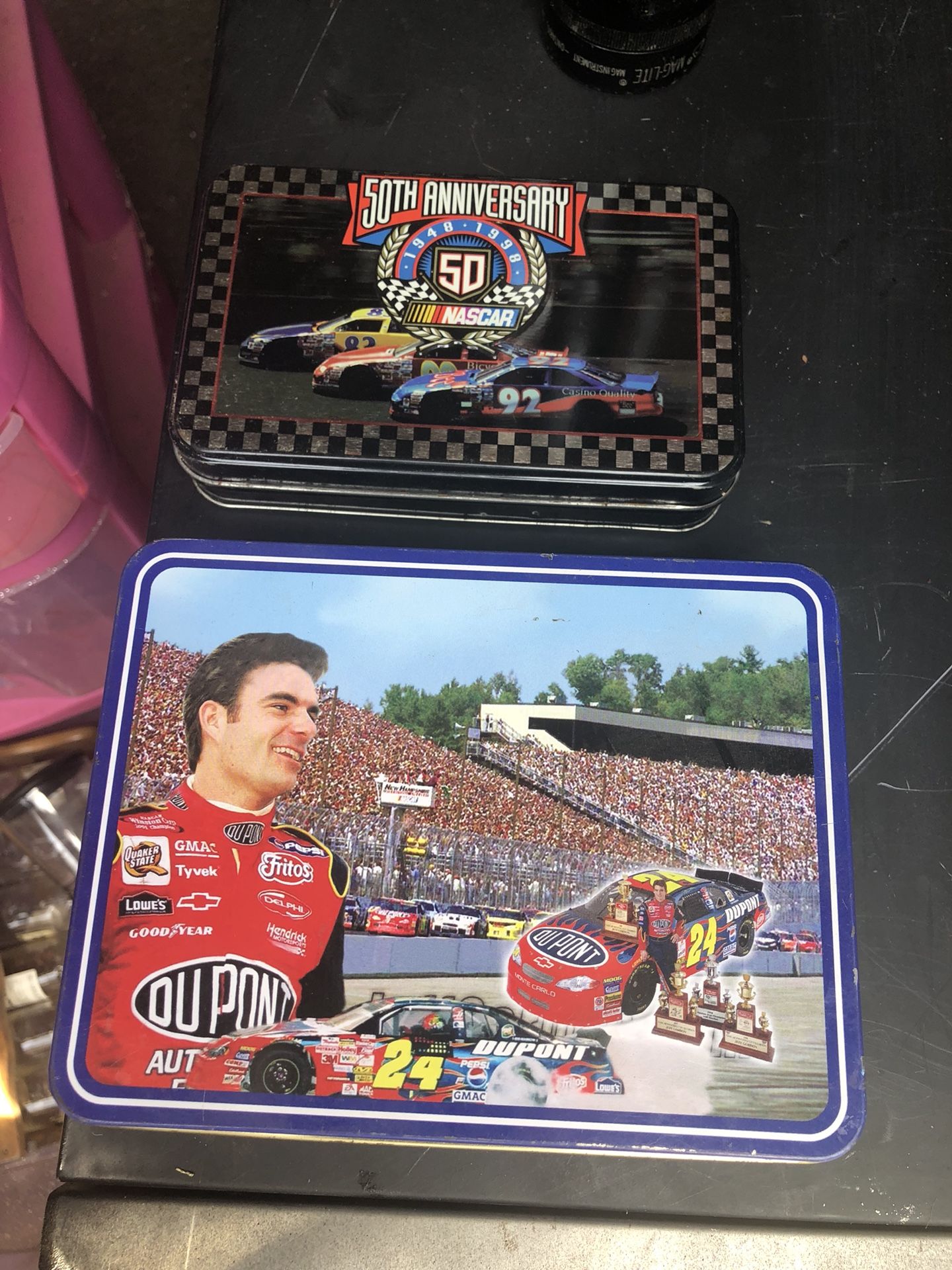 JEFF GORDON NASCAR 50th. COLLECTORS METAL TIN BOXES ONLY $5 TOGETHER