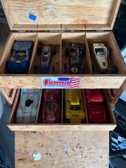 Vintage slot cars and slot car box