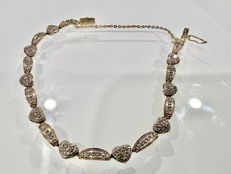 14KT Yellow Gold  0.75 Carat Diamond Heart Bracelet 7 1/2”