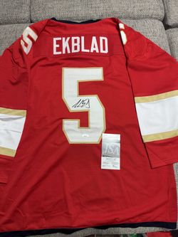 AARON EKBLAD SIGNED / AUTOGRAPHED Custom JERSEY- JSA Coa - Florida Panthers