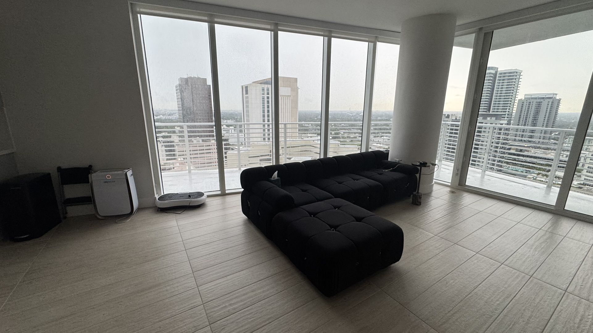 Black Sofa W Ottoman 