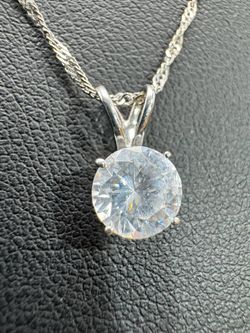 14k white gold 1 CT moissanite pendant with 17.5” chain necklace