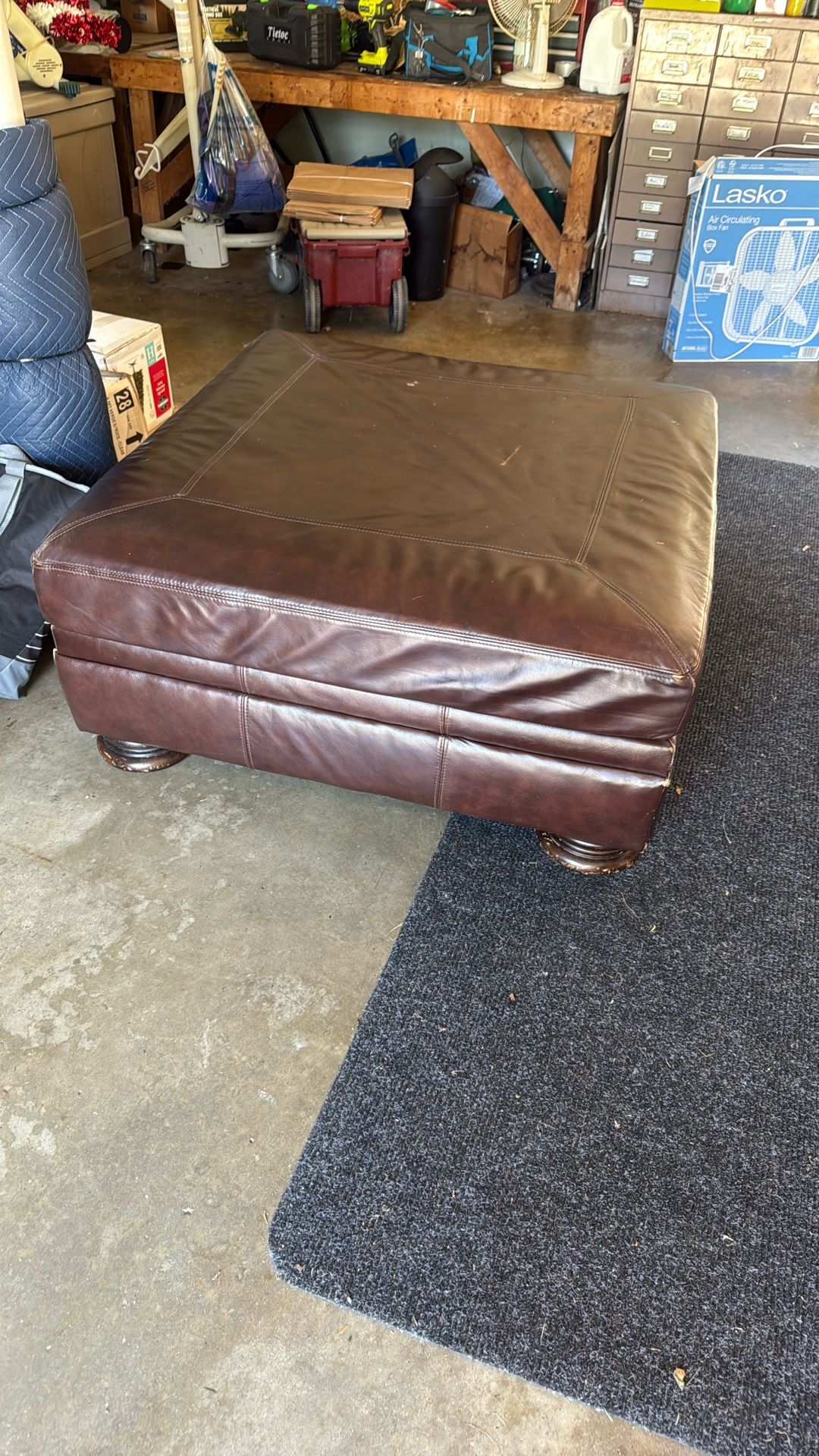 Large Leather Ottoman