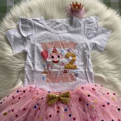 Baby Shark Toddler Girl Birthday Outfit 2T New