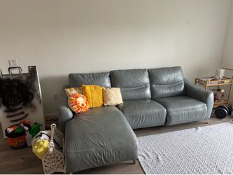 Blue leather couch