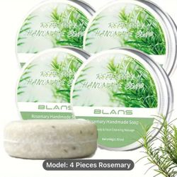 4 Pcs 60g Rosemary Hair Care Shampoo Bar, Cold Processed Soap Hair Shampoo Bar 100% Pure Plant Hair Shampoos Hair Care Deep Cleansing For Hair & Scalp