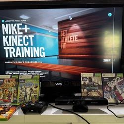 Xbox 360, Kinect Sensor, 36 Inch Visio TV,  7 Games