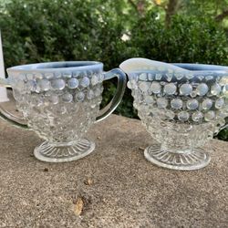  Vintage Depression Glass Cream Pitcher and Sugar Bowl