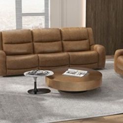 Brand New Brown Top Grain Leather 3pc Reclining Sofa Set 