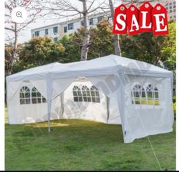 10'x20' Outdoor Party Tent, Large Wedding Birthday Tents for Parties, White Canopy Tent with 6 Removable